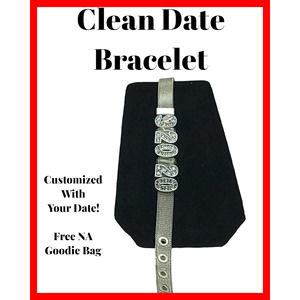 Clean or Sober date slider bracelet! Get your clean date and free goodie bag!